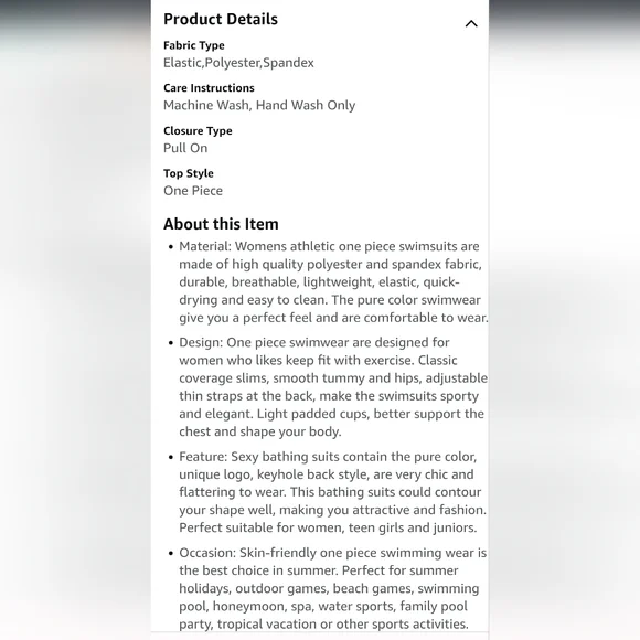 NWT One Piece Athletic Swimsuit/Bathing Suit for Women and Teens/Juniors - Picture 7 of 10